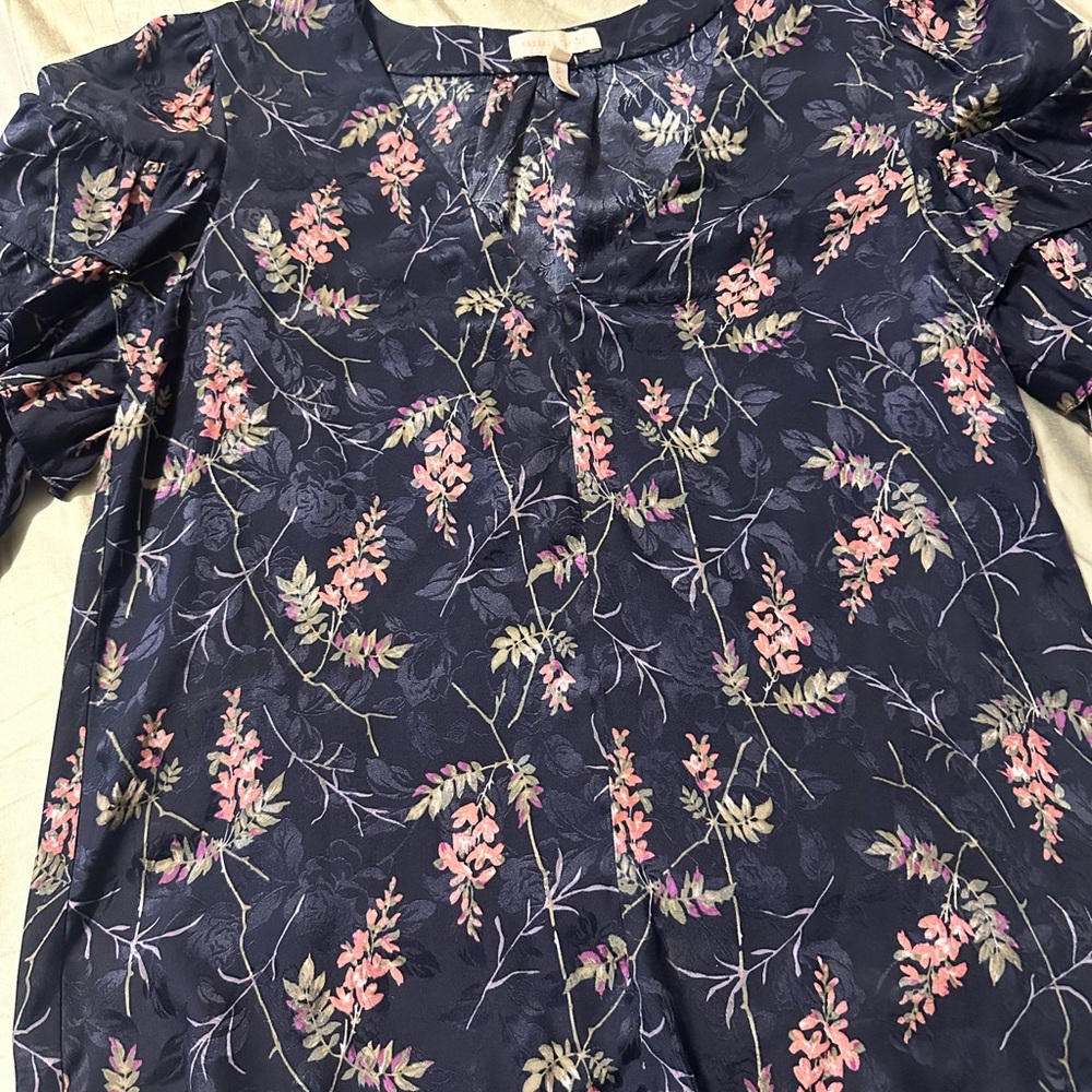 Rebecca Taylor Navy Floral Blouse